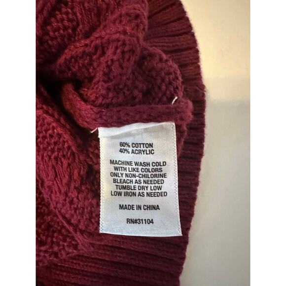 Crown & Ivy Sweater Men's Size XXL Red Wine Cable Knit Casual Layer Long Sleeve - Picture 6 of 7